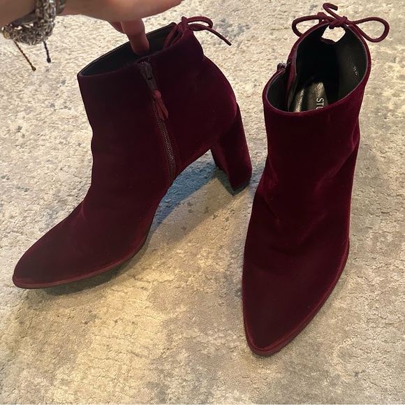 STUART WEITZMAN Gardiner Burgundy Suede Booties Ankle Boots Size 10 Unworn - Picture 7 of 12